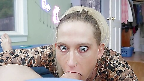 Step Mommy Comes In While Playing Fortnite For A Big Eyed Blowjob