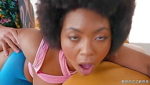 Curly-haired Ebony Gets Fucked Through The Hole In Her Pants - Avery Jane And Scott Nails