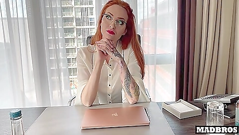 A Trapped Redhead Boss Gets Her Ass Fucked In The Office By Two French Black Guys!!!