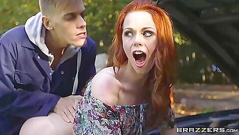 Gorgeous Redhead Slut Gets Sodomized Outdoors With Chris Diamond And Ella Hughes